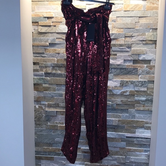 💎🔥SALLY LAPOINTE Striped Belted Sequined Pants - Picture 4 of 13